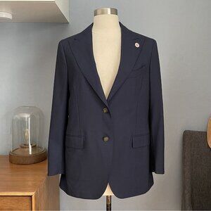 Lardini Navy Blue Two Button Wool Blazer Jacket Size 46